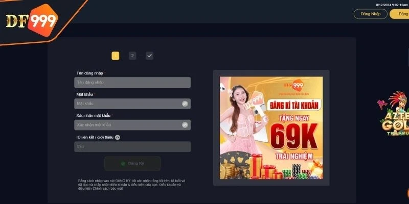 Hướng dẫn đăng nhập DF999 trên máy tính và app điện thoại